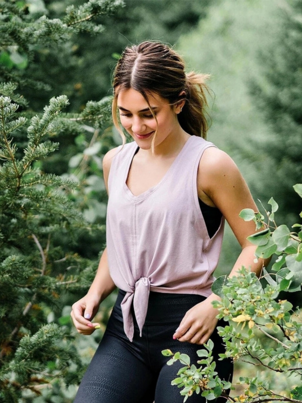 Zyia Tie Front Tank in Pink Size XXXL